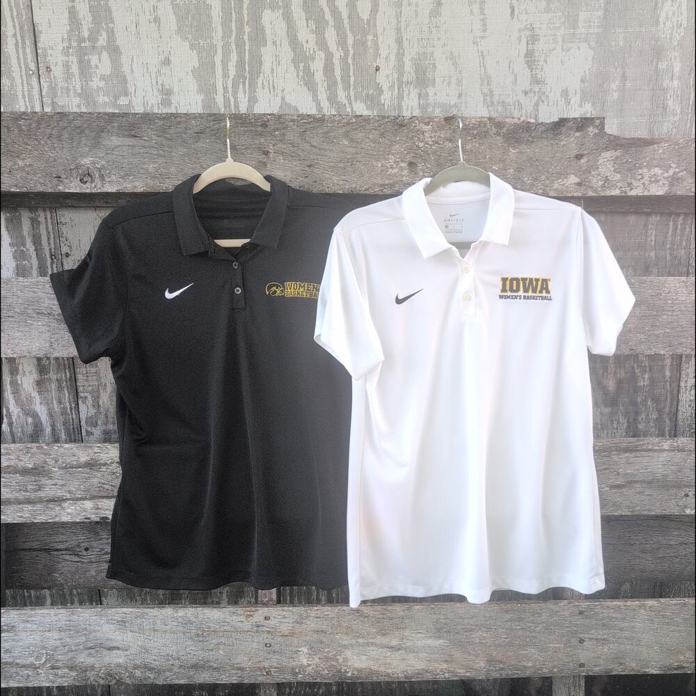 Nike Iowa Hawkeye Women's Basketball (2) Polo Shirts Women's Large White/Black